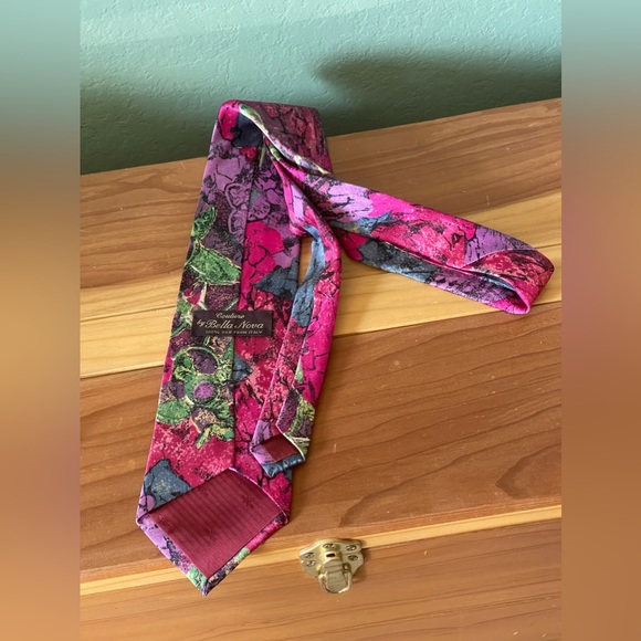 Couture By Bella Nova Men's Tie 100% Silk Made In Italy Multicolor 54” - Picture 3 of 4